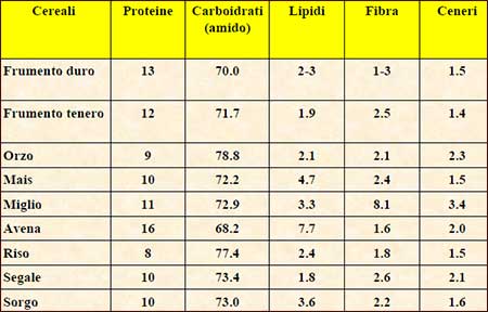 Composizione chimica alimenti