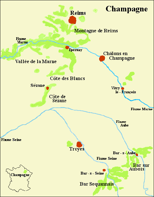 La zona di produzione dello Champagne