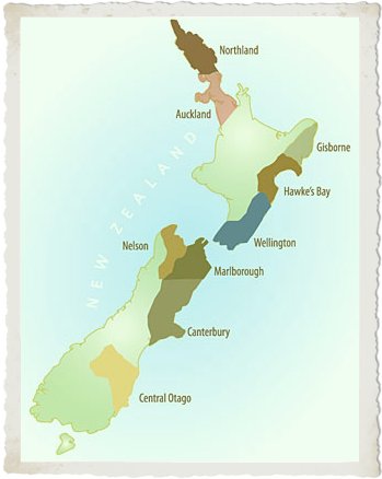 Aree geografiche di produzione della Nuova Zelanda