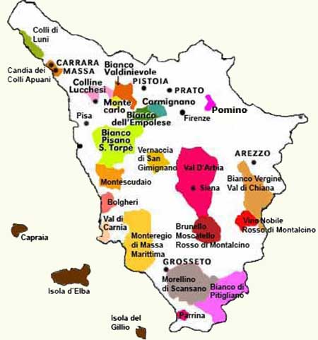 zone doc e docg della Toscana