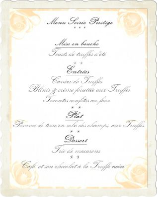 un menu classico d'albergo