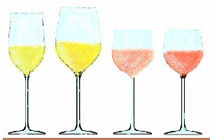 bicchieri per vini bianchi e rosati